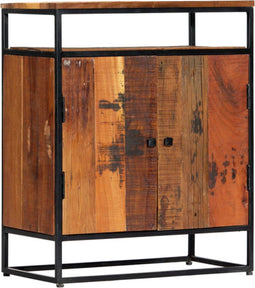 vidaXL - Bijzetkast - 60x35x76 - cm - massief - gerecycled - hout - en - staal