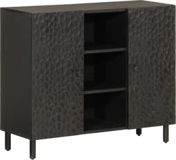 vidaXL - Bijzetkast - 90x33x75 - cm - massief - mangohout - zwart