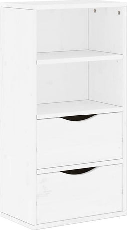 vidaXL - Bijzetkast - met - lades - ODDA - 40x24x79 - cm - massief - grenenhout - wit