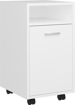 vidaXL - Bijzetkast - met - wielen - 33x38x60 - cm - bewerkt - hout - wit