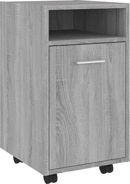 vidaXL - Bijzetkast - met - wielen - 33x38x60 - cm - bewerkt - hout - grijs - sonoma