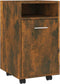 vidaXL - Bijzetkast - met - wielen - 33x38x60 - cm - bewerkt - hout - gerookt - eiken