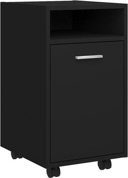 vidaXL - Bijzetkast - met - wielen - 33x38x60 - cm - bewerkt - hout - zwart