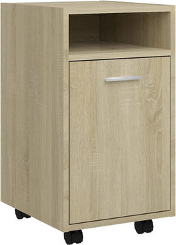 vidaXL - Bijzetkast - met - wielen - 33x38x60 - cm - bewerkt - hout - sonoma - eiken