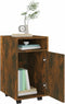 vidaXL - Bijzetkast - met - wielen - 33x38x60 - cm - bewerkt - hout - gerookt - eiken