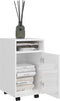 vidaXL - Bijzetkast - met - wielen - 33x38x60 - cm - spaanplaat - hoogglans - wit