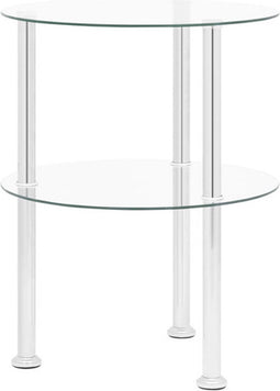 vidaXL - Bijzettafel - 2-laags - 38 - cm - gehard - glas - transparant
