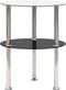 vidaXL - Bijzettafel - 2-laags - 38 - cm - gehard - glas - transparant - en - zwart