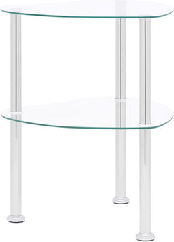 vidaXL - Bijzettafel - 2-laags - 38x38x50 - cm - gehard - glas - transparant