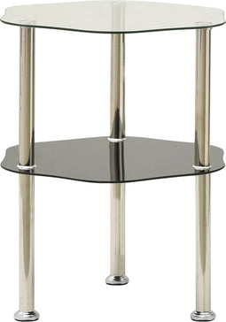 vidaXL - Bijzettafel - 2-laags - 38x38x50 - cm - gehard - glas - transparant - zwart