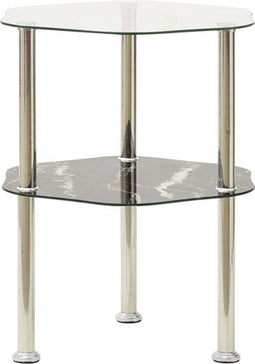 vidaXL - Bijzettafel - 2-laags - 38x38x50 - cm - gehard - glas - transparant - zwart