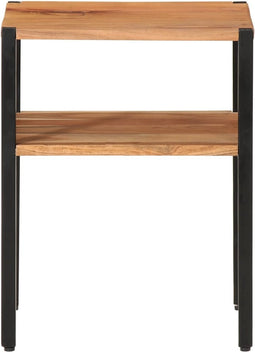 vidaXL - Bijzettafel - 35x35x45 - cm - massief - acaciahout - en - ijzer