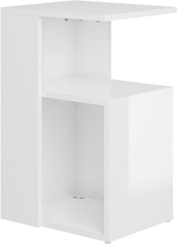 vidaXL - Bijzettafel - 36x30x56 - cm - bewerkt - hout - hoogglans - wit