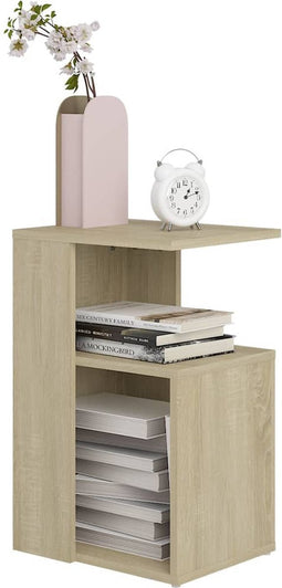 vidaXL - Bijzettafel - 36x30x56 - cm - bewerkt - hout - sonoma - eikenkleurig
