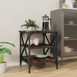 vidaXL - Bijzettafel - 40x42x50 - cm - bewerkt - hout - gerookt - eikenkleurig