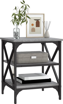 vidaXL - Bijzettafel - 40x42x50 - cm - bewerkt - hout - grijs - sonoma - eikenkleurig