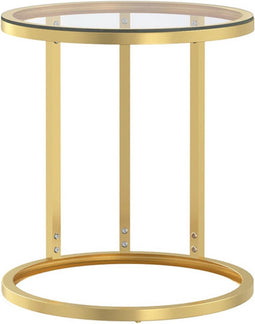 vidaXL - Bijzettafel - 45 - cm - gehard - glas - goudkleurig - en - transparant