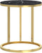 vidaXL - Bijzettafel - 45 - cm - gehard - glas - goudkleurig - en - zwartmarmer