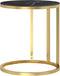 vidaXL - Bijzettafel - 45 - cm - gehard - glas - goudkleurig - en - zwartmarmer