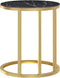 vidaXL - Bijzettafel - 45 - cm - gehard - glas - goudkleurig - en - zwartmarmer