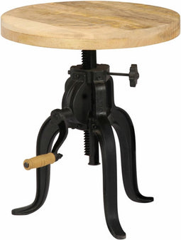 vidaXL - Bijzettafel - 45x(45-62) - cm - massief - mangohout - en - gietijzer