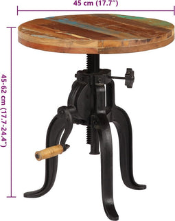 vidaXL - Bijzettafel - 45x(45-62) - cm - massief - sloophout - en - gietijzer