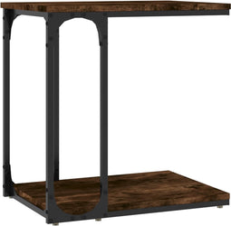 vidaXL - Bijzettafel - 50x35x52 - cm - bewerkt - hout - gerookt - eikenkleurig
