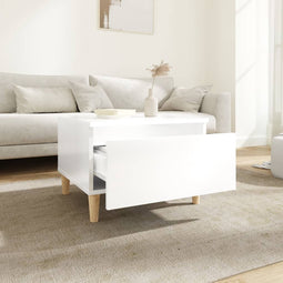 vidaXL - Bijzettafel - 50x46x35 - cm - bewerkt - hout - hoogglans - wit