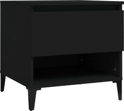 vidaXL - Bijzettafel - 50x46x50 - cm - bewerkt - hout - zwart