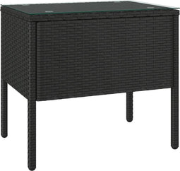 vidaXL - Bijzettafel - 53x37x48 - cm - poly - rattan - en - gehard - glas - zwart