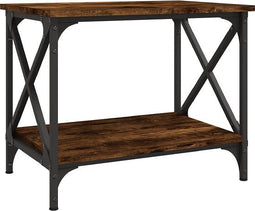 vidaXL - Bijzettafel - 55x38x45 - cm - bewerkt - hout - gerookt - eikenkleurig