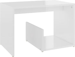 vidaXL - Bijzettafel - 59x36x38 - cm - bewerkt - hout - hoogglans - wit