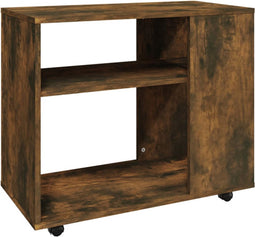 vidaXL - Bijzettafel - 70x35x55 - cm - bewerkt - hout - gerookt - eikenkleurig