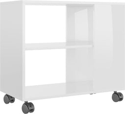 vidaXL - Bijzettafel - 70x35x55 - cm - bewerkt - hout - hoogglans - wit