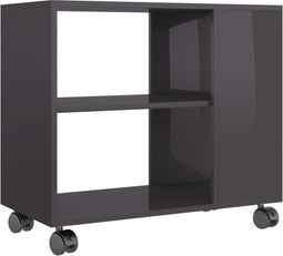 vidaXL - Bijzettafel - 70x35x55 - cm - bewerkt - hout - hoogglans - grijs