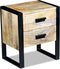 vidaXL - Bijzettafel - met - 2 - lades - 43x33x51 - cm - massief - mangohout
