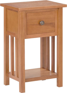 vidaXL - Bijzettafel - met - lade - 35x27x55 - cm - massief - eikenhout