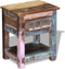 vidaXL - Bijzettafel - met - lade - 43x33x51 - cm - massief - gerecycled - hout