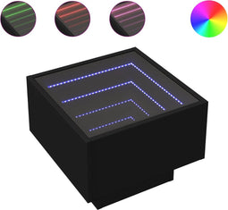 vidaXL - Bijzettafel - met - LED - 40x40x30 - cm - bewerkt - hout - zwart