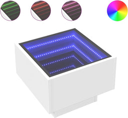 vidaXL - Bijzettafel - met - LED - 40x40x30 - cm - bewerkt - hout - wit