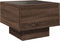 vidaXL - Bijzettafel - met - LED - 40x40x30 - cm - bewerkt - hout - bruin - eikenkleur