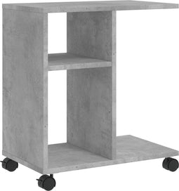 vidaXL - Bijzettafel - met - wielen - 50x30x55 - cm - bewerkt - hout - betongrijs
