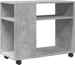 vidaXL - Bijzettafel - met - wielen - 70x35x60 - cm - bewerkt - hout - betongrijs