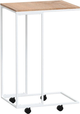vidaXL - Bijzettafel - met - wieltjes - 40x30x63,5 - bewerkt - hout - wit