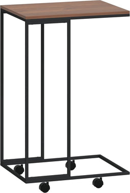 vidaXL - Bijzettafel - met - wieltjes - 40x30x63,5 - bewerkt - hout - zwart