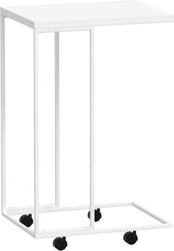 vidaXL - Bijzettafel - met - wieltjes - 40x30x63,5 - bewerkt - hout - wit - en - bruin