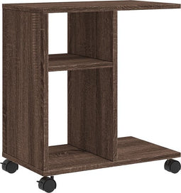 vidaXL - Bijzettafel - met - wieltjes - 50x30x55 - cm - hout - bruin - eikenkleurig
