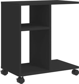 vidaXL - Bijzettafel - met - wieltjes - 50x30x55 - cm - hout - zwart