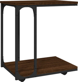 vidaXL - Bijzettafel - met - wieltjes - 50x35x55,5 - cm - hout - bruin - eikenkleur