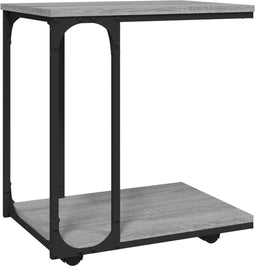 vidaXL - Bijzettafel - met - wieltjes - 50x35x55,5 - cm - hout - grijs - sonoma - eiken